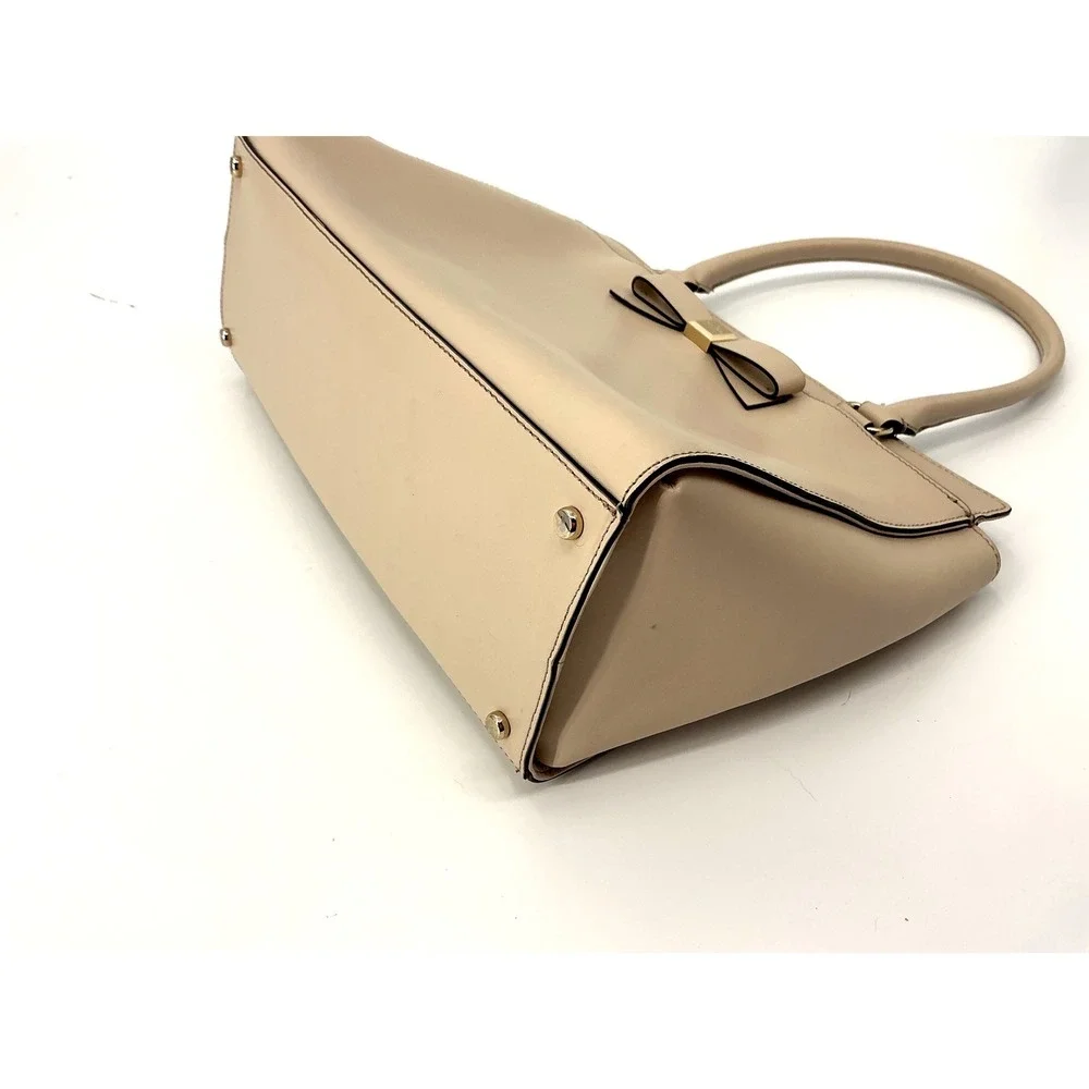 Kate Spade Bow Tote Beige Saffiano Leather Bag Salmon Interior‎ Large